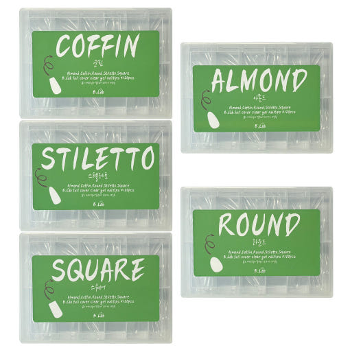 full cover clear gel nailtips (5 shapes)