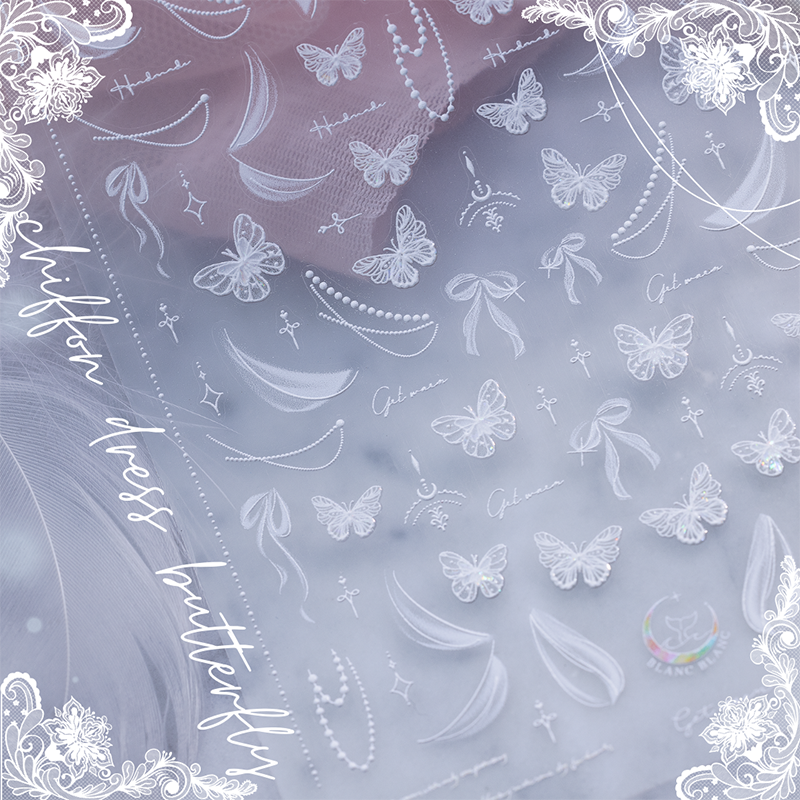 white chiffon dress butterfly