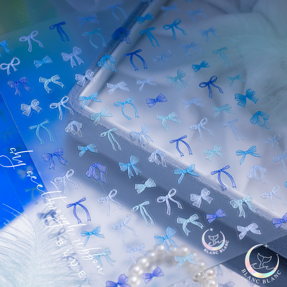 blue shy see through ribbon