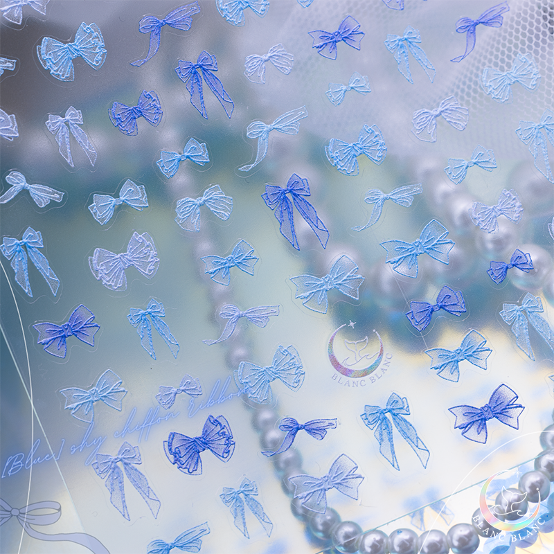 Blue shy chiffon ribbon