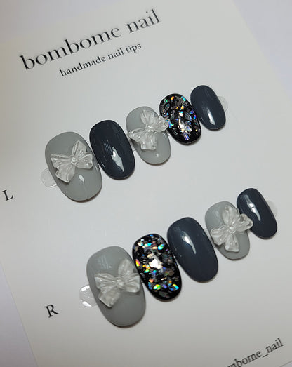 Modern Gray Ribbon Glitter