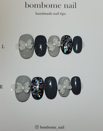 Modern Gray Ribbon Glitter