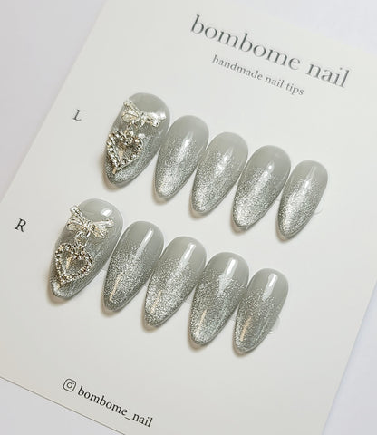 Silver Metallic Heart Gradient
