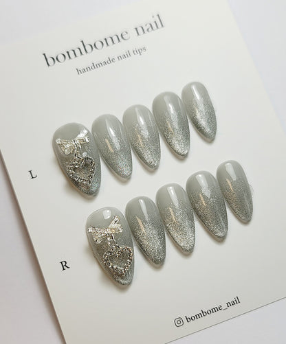 Silver Metallic Heart Gradient