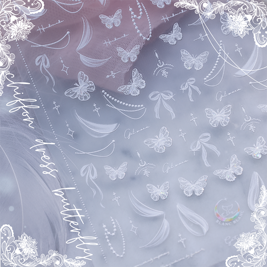 white chiffon dress butterfly