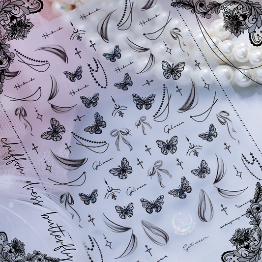 black chiffon dress butterfly