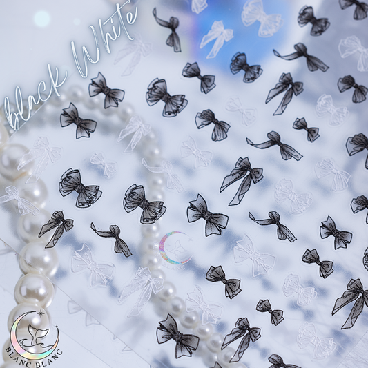 black White Shy Chiffon Ribbon