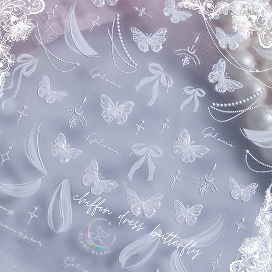 white chiffon dress butterfly