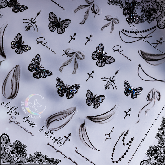 black chiffon dress butterfly