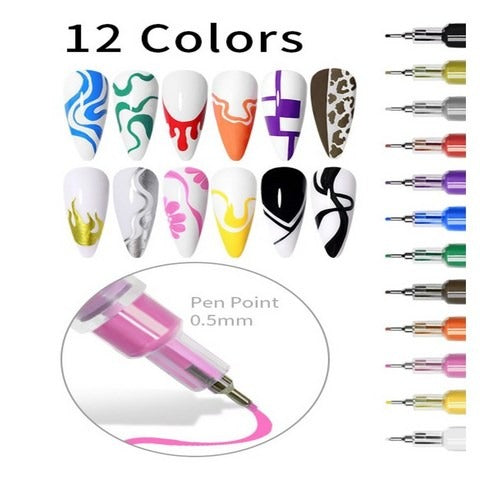 Nail Art Marker Set (12 Colors)