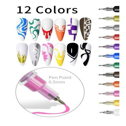 Nail Art Marker Set (12 Colors)